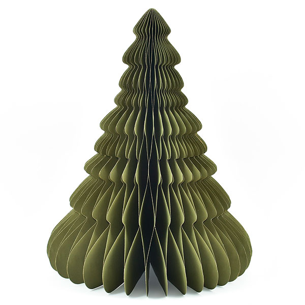 Weihnachtsbaum XL ORIGAMI 45cm, piniengrün, Goldrand, Papier / CONTIGO Fairtrade Onlineshop