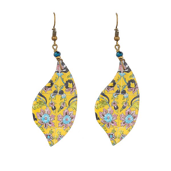 Ohrringe Swing Drop XL curry-bunt, Fliese