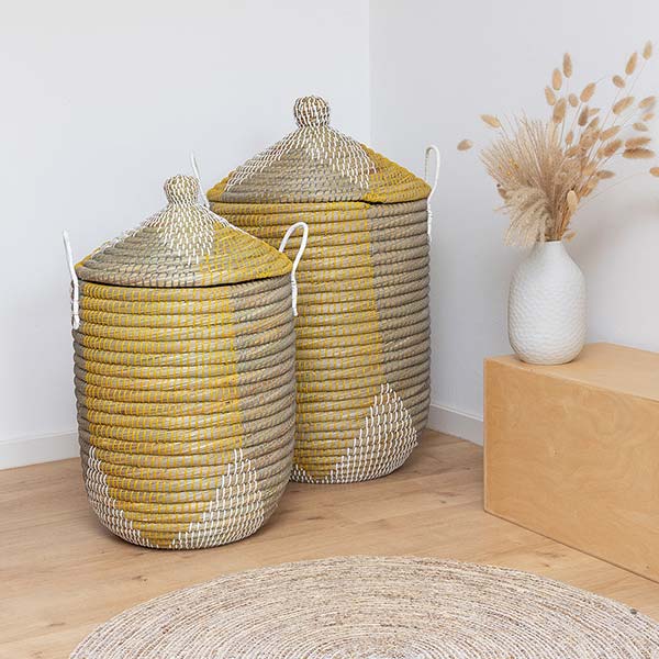 Wäschekorb 50cm OCRE plus Deckel, Kaisagras / CONTIGO Fairtrade Onlineshop