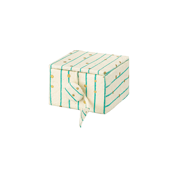 Geschenkbox LINES&DOTS natur-grün-gold, klein, Loktapapier handgeschöpft