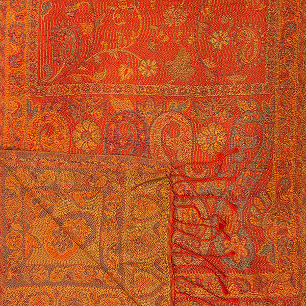 Schal PAISLEY orange-terracotta-mix, 165x35cm, Seide / CONTIGO Fairtrade Onlineshop