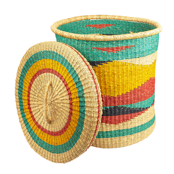 Bolga Wäschekorb 48cm COLOUR, Steppengras / CONTIGO Fairtrade Onlineshop
