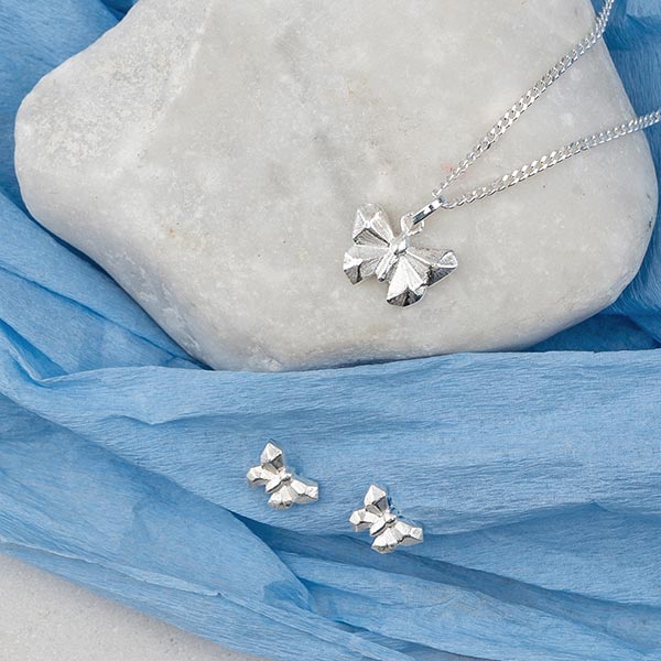 Ohrstecker Origami Schmetterling , Silber / CONTIGO Fairtrade Onlineshop