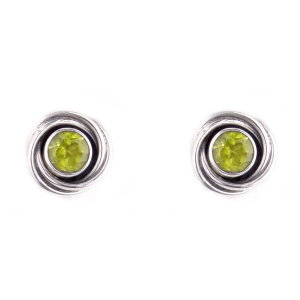 Ohrstecker Rose mit Peridot, Silber