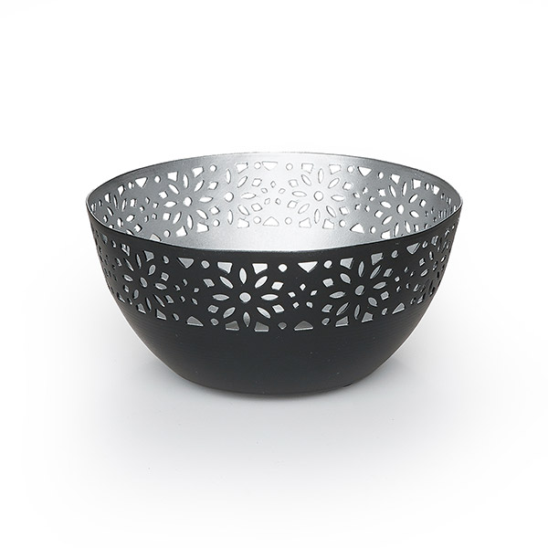 Lichtschale DAISY, 11x5 cm, schwarz-silber, Eisenblech