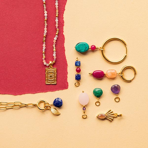 Anhänger, Lapislazuli blau/pink, Mix&Match, 22K vergoldet / CONTIGO Fairtrade Onlineshop