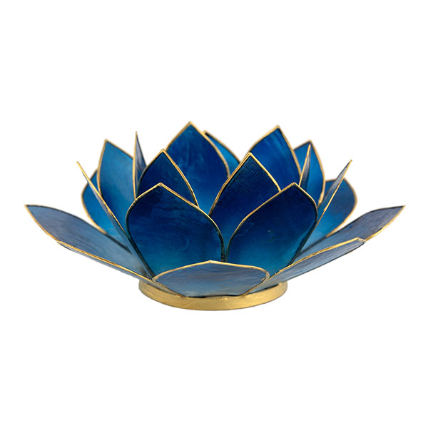 Kerzenhalter LOTUS 14cm dunkelblau, Capiz / CONTIGO Fairtrade Onlineshop