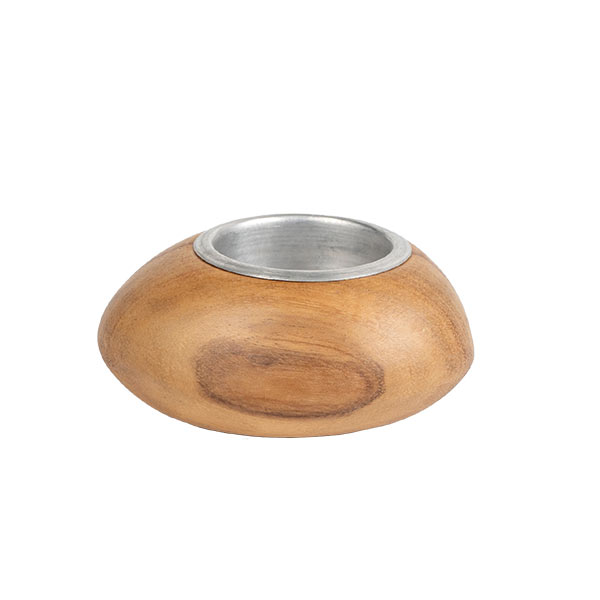 Teelichthalter Fels 11cm natur, Acaciaholz