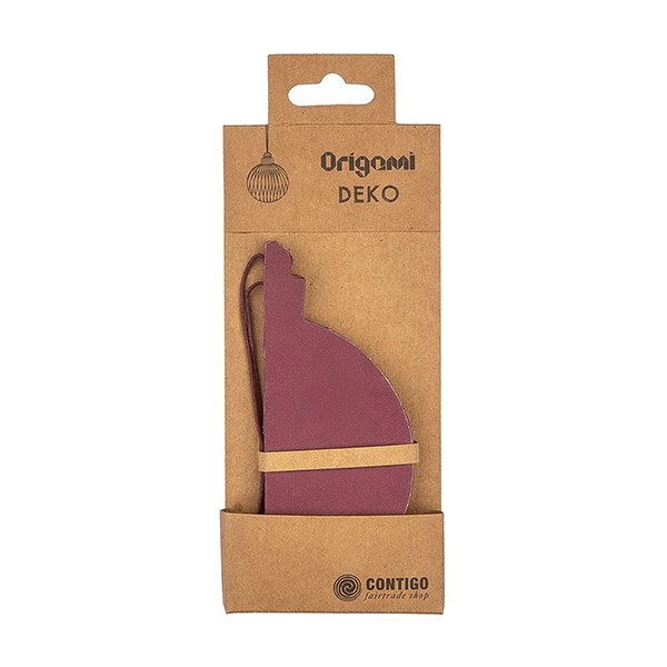 Papierdeko Origami 12,5 cm GLOBE beere, Goldrand