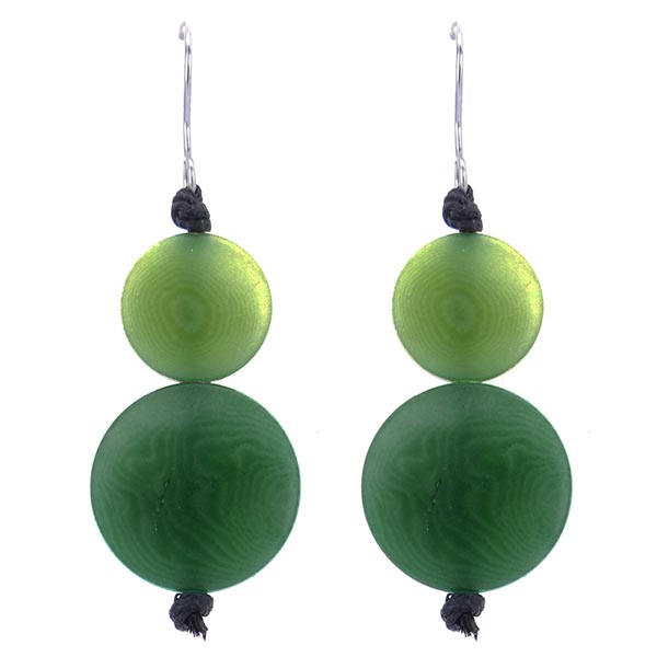 Ohrringe multicolor Grüntöne, Tagua