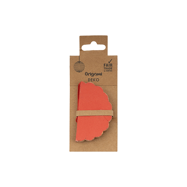 Papierdeko Origami 8cm SPHERE rot, Goldrand / CONTIGO Fairtrade Onlineshop