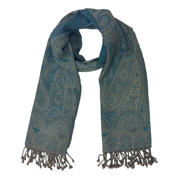 Wendestola LACE, blau-beige-mix, 180x70cm Wolle / CONTIGO Fairtrade Onlineshop