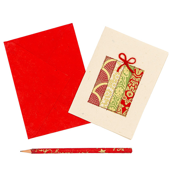 Grußkarte WEIHNACHTSGESCHENK, Loktapapier, handgeschöpft / CONTIGO Fairtrade Onlineshop