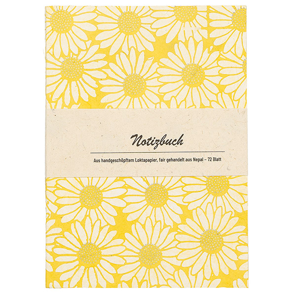 Notizheft SONNENBLUME, gelb-natur-gold / CONTIGO Fairtrade Onlineshop