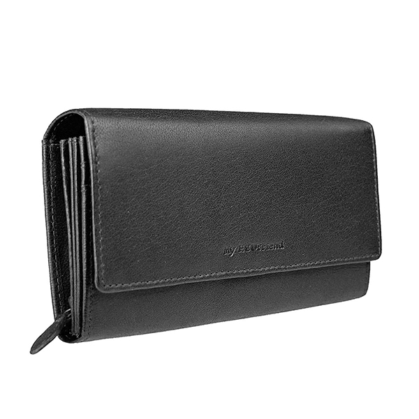 Brieftasche 10x19cm schwarz, Ziegenleder / CONTIGO Fairtrade Onlineshop