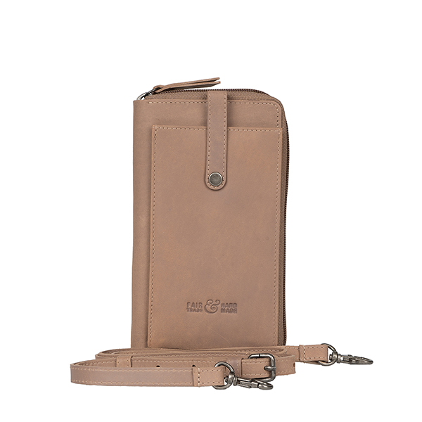 Smartphone-Täschchen taupe, Rindsleder / CONTIGO Fairtrade Onlineshop