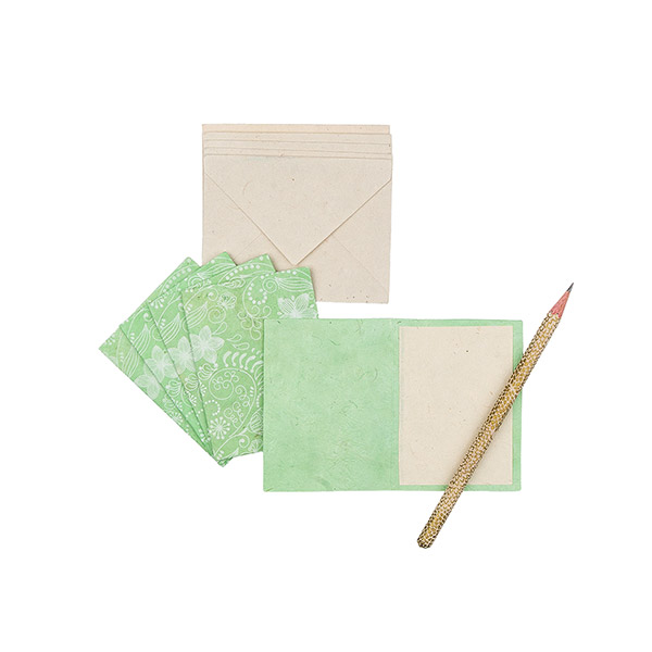 5 Mini Karten mit Umschlag JASMIN GARDEN, mintgrün-weiß, Lok / CONTIGO Fairtrade Onlineshop
