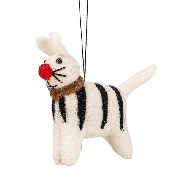 Dekoanhänger WEIHNACHTSKATZE, Wollfilz / CONTIGO Fairtrade Onlineshop