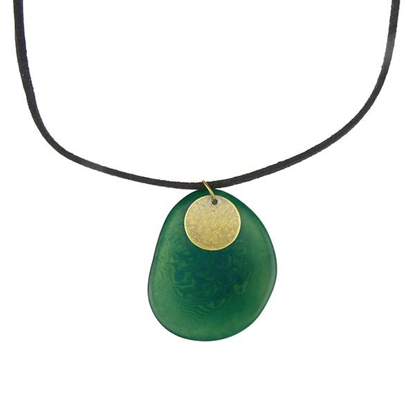 Halskette zweiteilig grün, Tagua