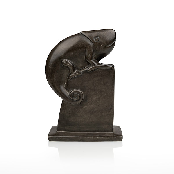 Figur Chamäleon 20cm dunkelgrau, Speckstein