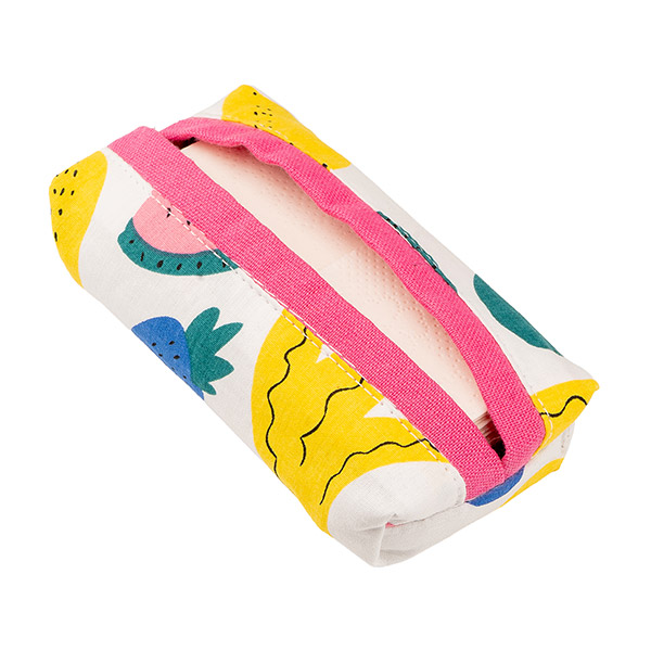Taschentuchspender FRUITS, bunt-pink, Baumwolle / CONTIGO Fairtrade Onlineshop