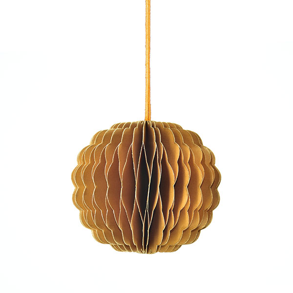 Papierdeko Origami 8cm SPHERE goldgelb, Goldrand / CONTIGO Fairtrade Onlineshop
