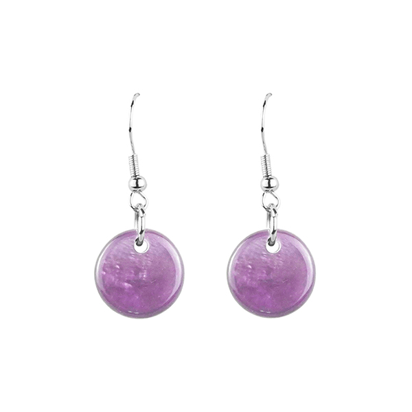 Ohrringe rund violett, Capiz