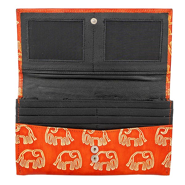 Brieftasche lang ELEFANT dunkelbraun, Ziegenleder / CONTIGO Fairtrade Onlineshop