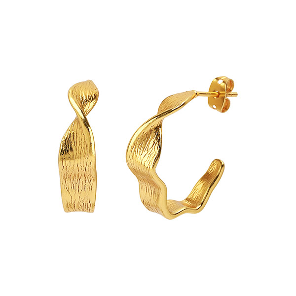 Ohrringe, Creole, Crinkle, 22K vergoldet / CONTIGO Fairtrade Onlineshop