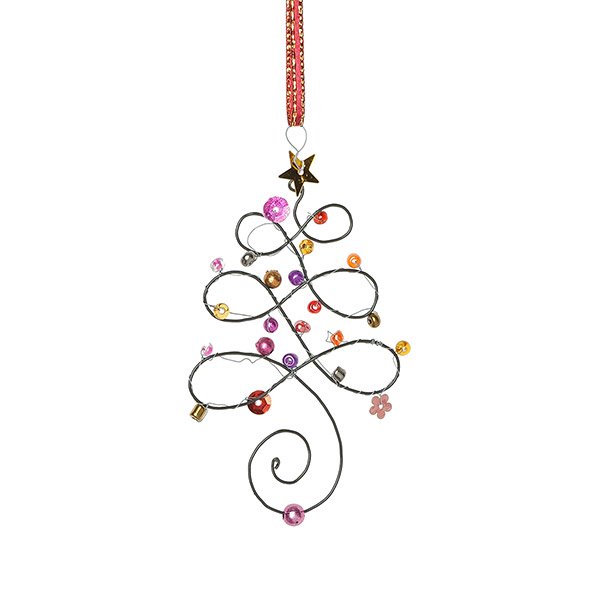 Perlendekoration WEIHNACHTSBÄUMCHEN 8cm, purpur