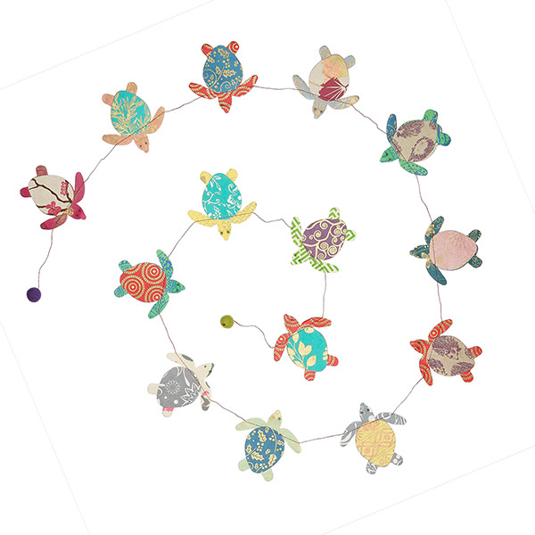 Girlande SCHILDKRÖTE bunt, 180cm,  Loktapapier / CONTIGO Fairtrade Onlineshop