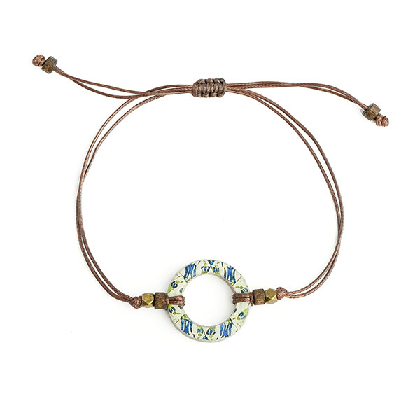 Armband Blütenmix blau-grün, Fliese