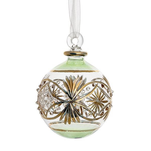 Glaskugel 6cm Aureon, grün-gold