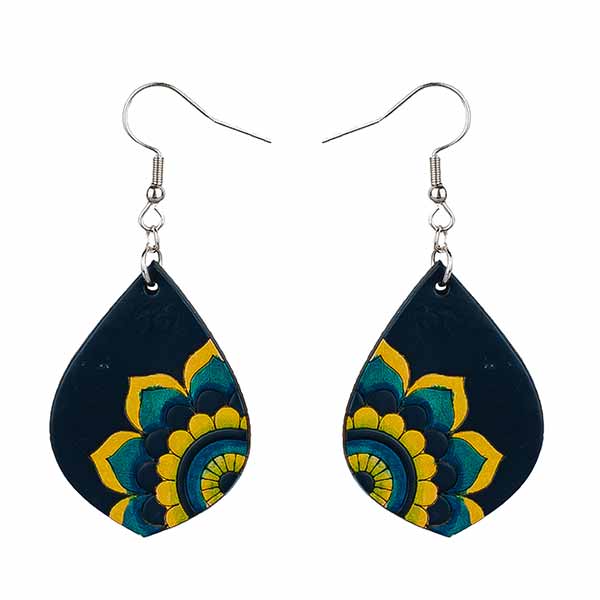 Ohrringe FLOWER Tropfen schwarz-blau, Flaschenkürbis