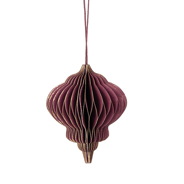 Papierdeko Origami DROP, 9 cm, beere, Goldrand