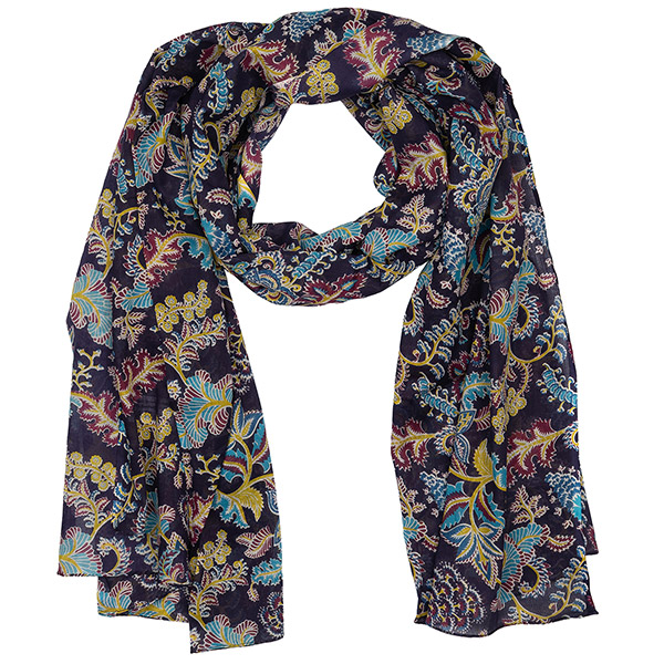 Schal BLUE FLOWERS, 200x100 cm, 100 % Baumwolle (Bio) / CONTIGO Fairtrade Onlineshop
