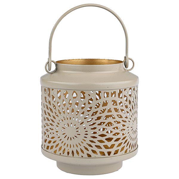 Laterne 10x11,5 cm SUNDOWN sand-gold, Eisenblech