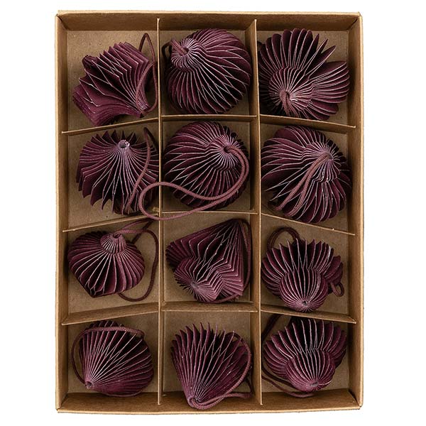 -15% Set 12 Mini Ornamente Origami, beere, Papier SONDERPREIS
