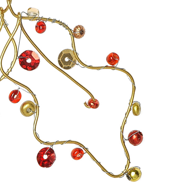 Perlendekoration STECHPALME 7cm, rot-gold / CONTIGO Fairtrade Onlineshop