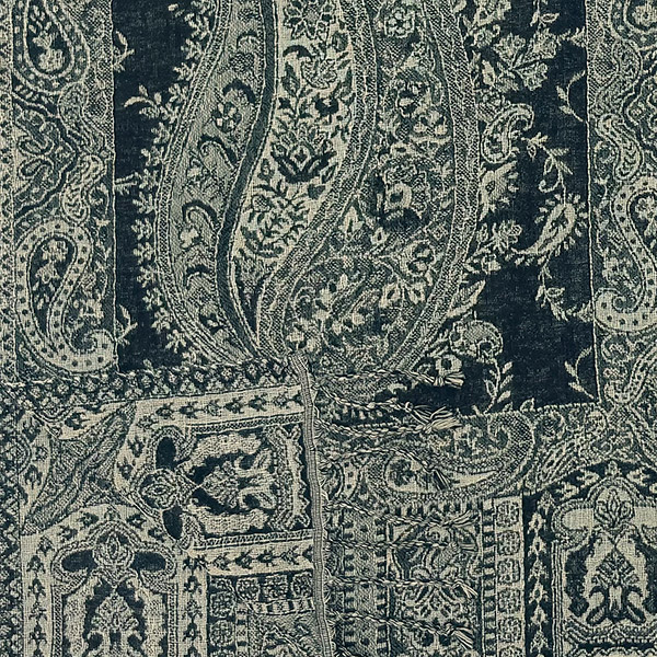 Schal PAISLEY schwarz-grau, 165x35cm Wolle / CONTIGO Fairtrade Onlineshop