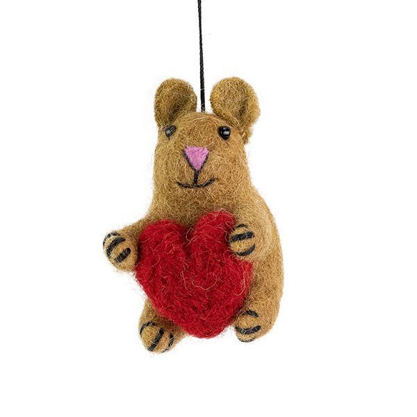 Dekoanhänger HAMSTER mit Herz, Wollfilz