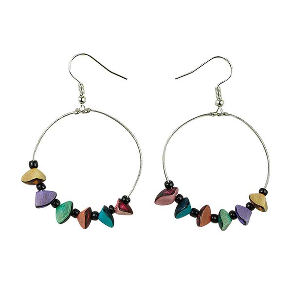 Ohrringe Buri Bits, bunt, Palmnuss