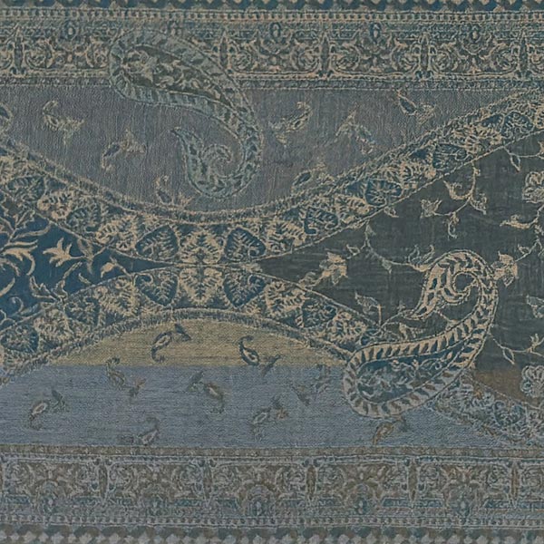 Schal PAISLEY petrol-grau, 165x35cm Wolle / CONTIGO Fairtrade Onlineshop