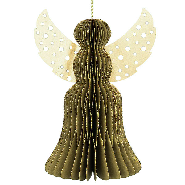 Papierdeko Engel Origami 17cm piniengrün Punkte, Glitter / CONTIGO Fairtrade Onlineshop