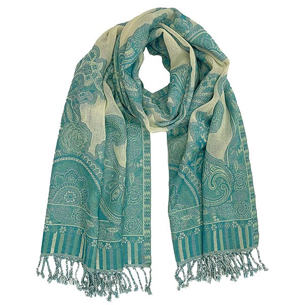 Wendestola LACE, hellblau-weiß, 180x70 cm, 100 % Wolle