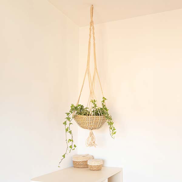Makramee Hängekorb Blumenampel, Jute, Kaisagras / CONTIGO Fairtrade Onlineshop