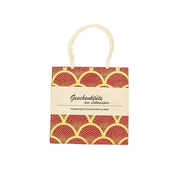 Geschenktüte XS JAKOBSMUSCHEL, beere-gold, Loktapapier / CONTIGO Fairtrade Onlineshop
