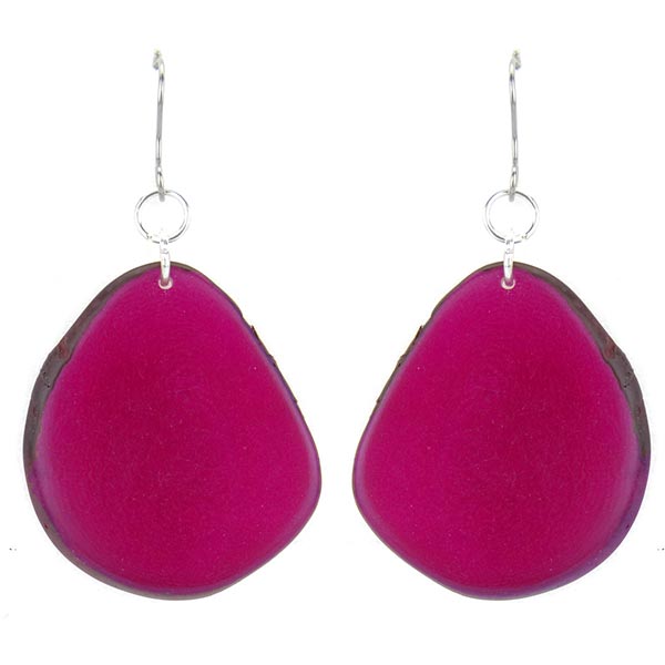 Ohrringe oval fuchsia magenta, Tagua