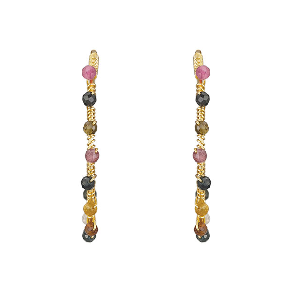 Ohrringe Creole Turmalinperlchen, 22 K vergoldet / CONTIGO Fairtrade Onlineshop
