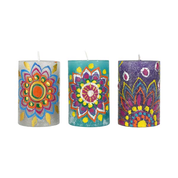 Stumpenkerze 4,5x7cm INDIAN DELIGHT, Kapula (Stück) / CONTIGO Fairtrade Onlineshop
